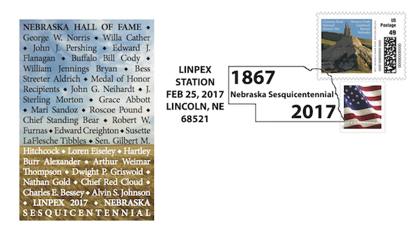 Lincoln Stamp Club, LINPEX 2017 Show Cover Mockup with Cachet and Cancel.